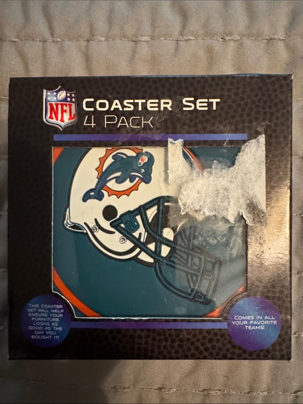 NFL Miami Dolphins Football Silicone Grip Drink Coasters Set (4) New - Picture 5 of 5